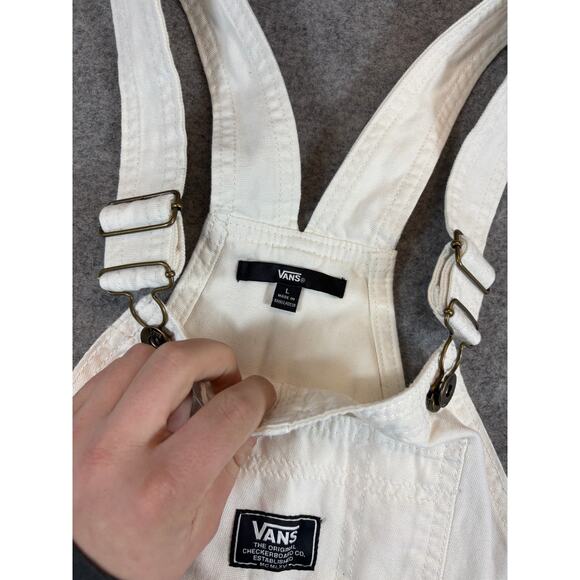 Vans Ground Work Shortalls Overall Womens Large White Romper Utility Outdoor - Picture 5 of 6